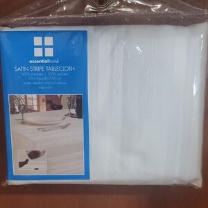 Essential Home White Satin Stripe Tablecloth 70" Round